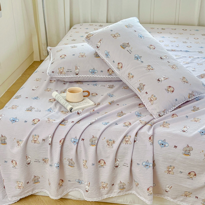 91家纺网 家纺一手货源 找家纺 （总）小叮当家纺仓储工厂店 2025新款云感提花双层纱花边单床单单件床单单品床单