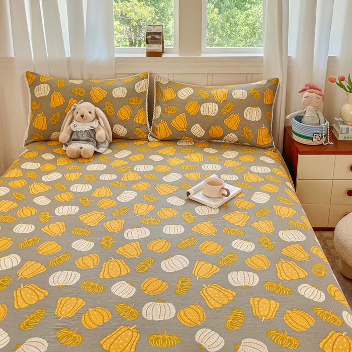 91家纺网 家纺一手货源 找家纺 小叮当家纺仓储工厂店 2025新款云感提花双层纱花边单床单单件床单单品床单 南瓜派