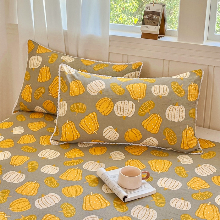 91家纺网 家纺一手货源 找家纺 小叮当家纺仓储工厂店 2025新款云感提花双层纱花边单床单单件床单单品床单 南瓜派