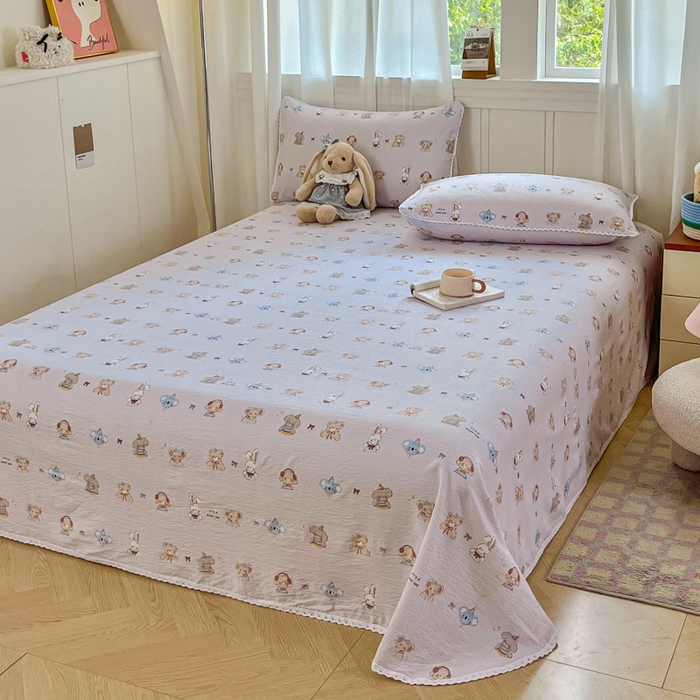 91家纺网 家纺一手货源 找家纺 （总）小叮当家纺仓储工厂店 2025新款云感提花双层纱花边单床单单件床单单品床单