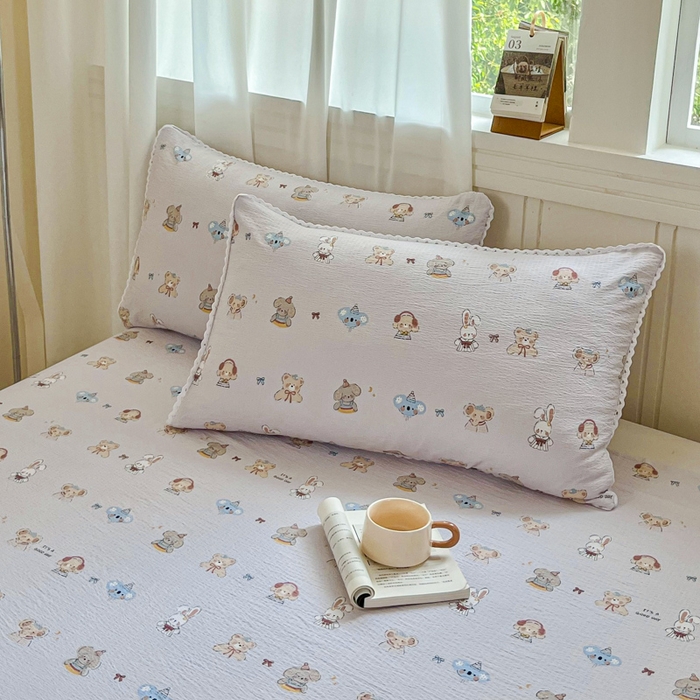 91家纺网 家纺一手货源 找家纺 小叮当家纺仓储工厂店 2025新款云感提花双层纱花边单床单单件床单单品床单 音乐会