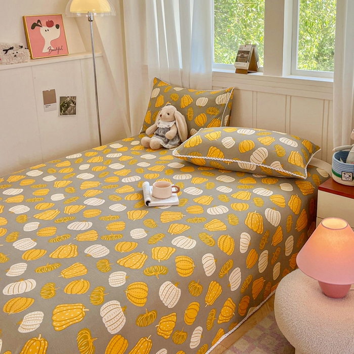 91家纺网 家纺一手货源 找家纺 小叮当家纺仓储工厂店 2025新款云感提花双层纱花边单床单单件床单单品床单 南瓜派