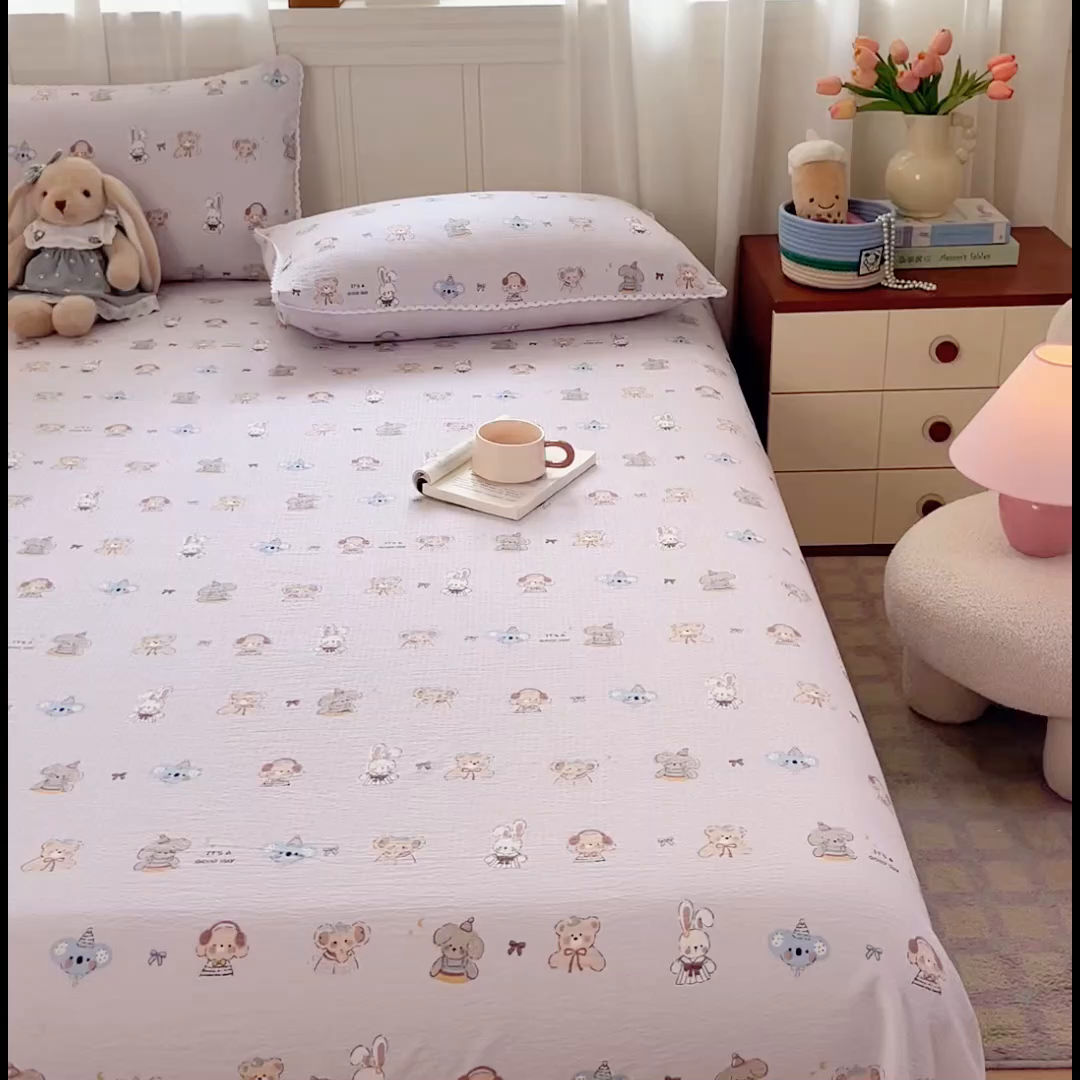 91家纺网 家纺一手货源 找家纺 （总）小叮当家纺仓储工厂店 2025新款云感提花双层纱花边单床单单件床单单品床单