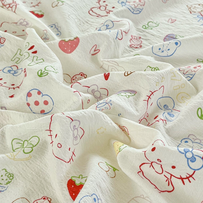 91家纺网 家纺一手货源 找家纺 小叮当家纺仓储工厂店 2025新款云感提花双层纱花边单床单单件床单单品床单 糖果猫