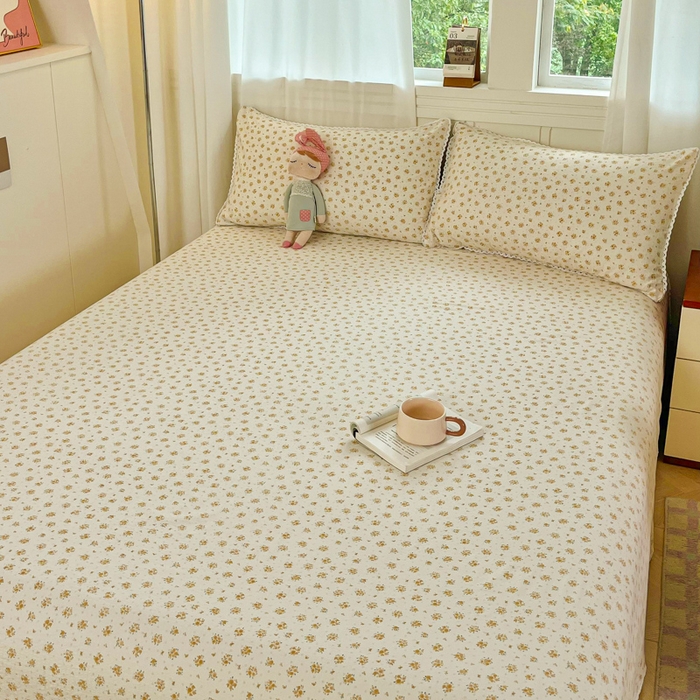 91家纺网 家纺一手货源 找家纺 小叮当家纺仓储工厂店 2025新款云感提花双层纱花边单床单单件床单单品床单 相思落