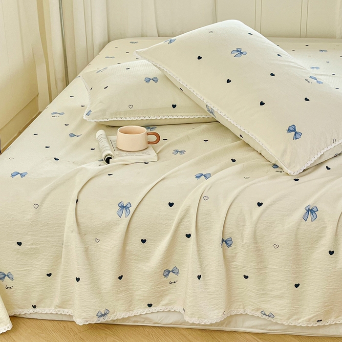 91家纺网 家纺一手货源 找家纺 小叮当家纺仓储工厂店 2025新款云感提花双层纱花边单床单单件床单单品床单 蝶恋花