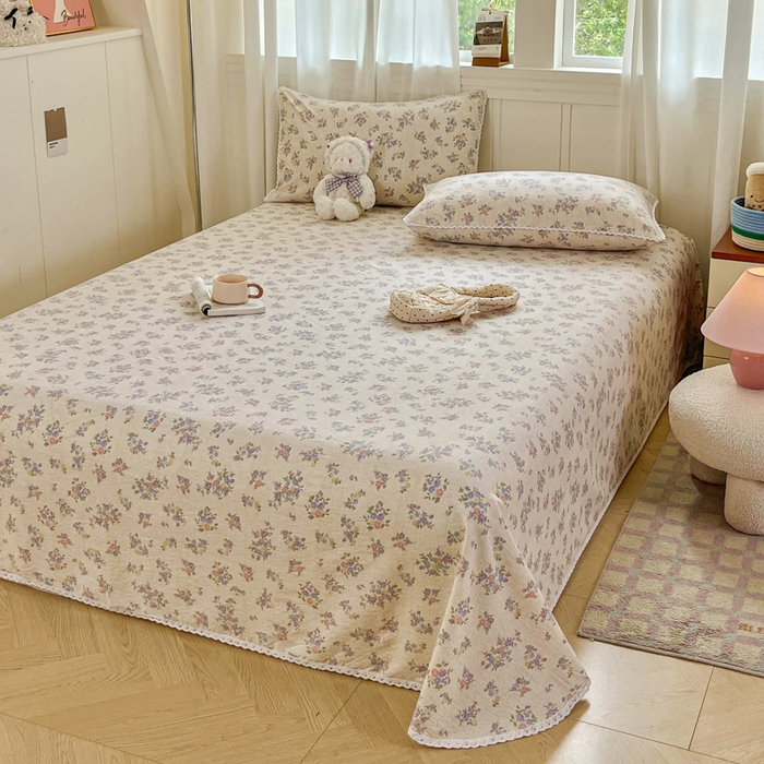 91家纺网 家纺一手货源 找家纺 小叮当家纺仓储工厂店 2025新款云感提花双层纱花边单床单单件床单单品床单 梦境