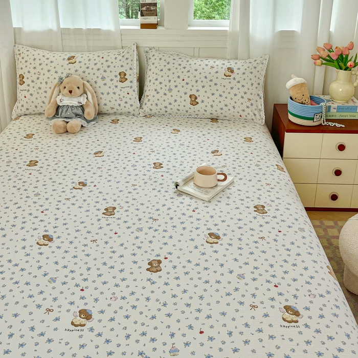 91家纺网 家纺一手货源 找家纺 小叮当家纺仓储工厂店 2025新款云感提花双层纱花边单床单单件床单单品床单 俏皮狗