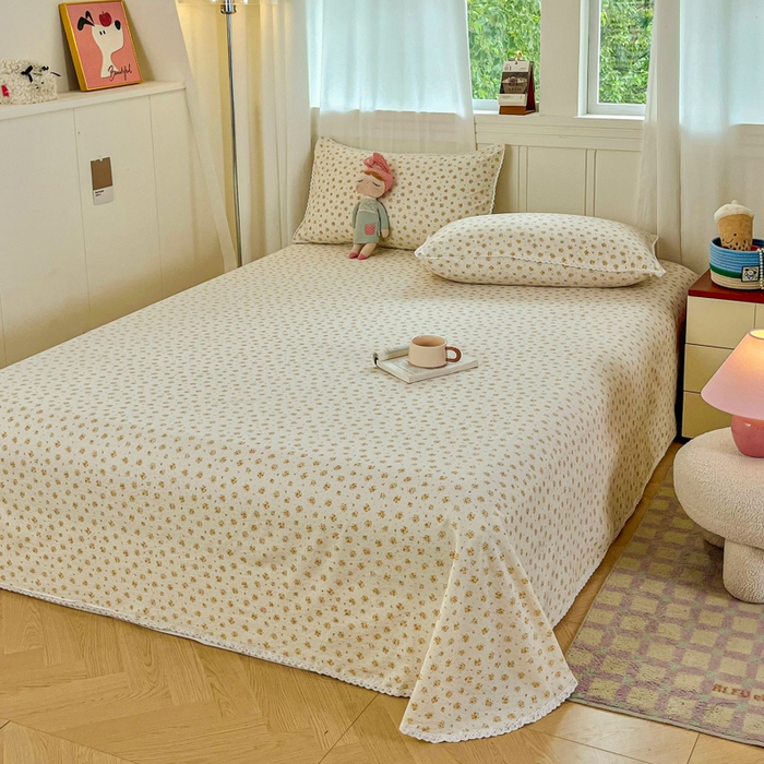 91家纺网 家纺一手货源 找家纺 小叮当家纺仓储工厂店 2025新款云感提花双层纱花边单床单单件床单单品床单 相思落