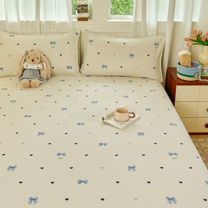 91家纺网 家纺一手货源 找家纺 小叮当家纺仓储工厂店 2025新款云感提花双层纱花边单床单单件床单单品床单 蝶恋花