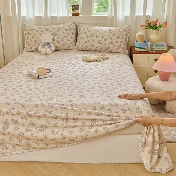 91家纺网 家纺一手货源 找家纺 小叮当家纺仓储工厂店 2025新款云感提花双层纱花边单床单单件床单单品床单 梦境