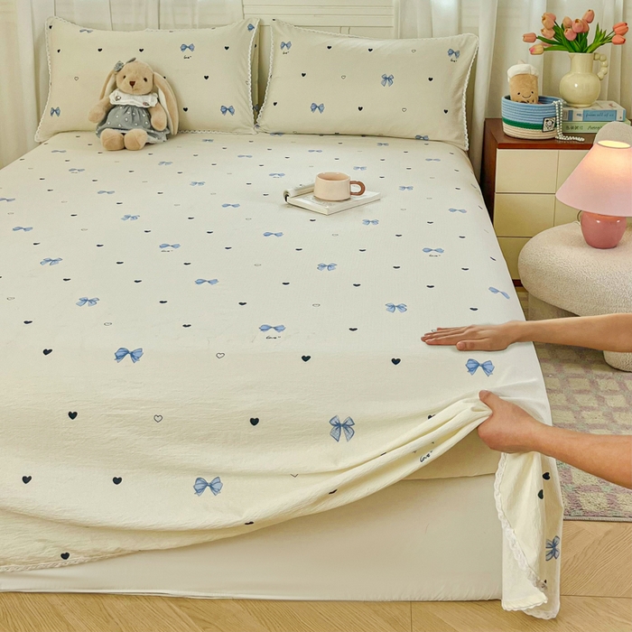 91家纺网 家纺一手货源 找家纺 小叮当家纺仓储工厂店 2025新款云感提花双层纱花边单床单单件床单单品床单 蝶恋花