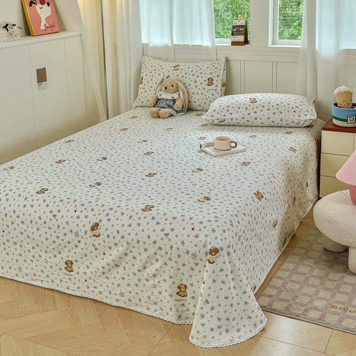 91家纺网 家纺一手货源 找家纺 小叮当家纺仓储工厂店 2025新款云感提花双层纱花边单床单单件床单单品床单 俏皮狗