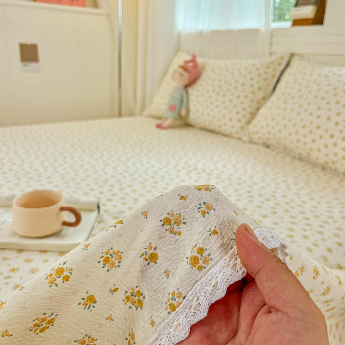 91家纺网 家纺一手货源 找家纺 小叮当家纺仓储工厂店 2025新款云感提花双层纱花边单床单单件床单单品床单 相思落