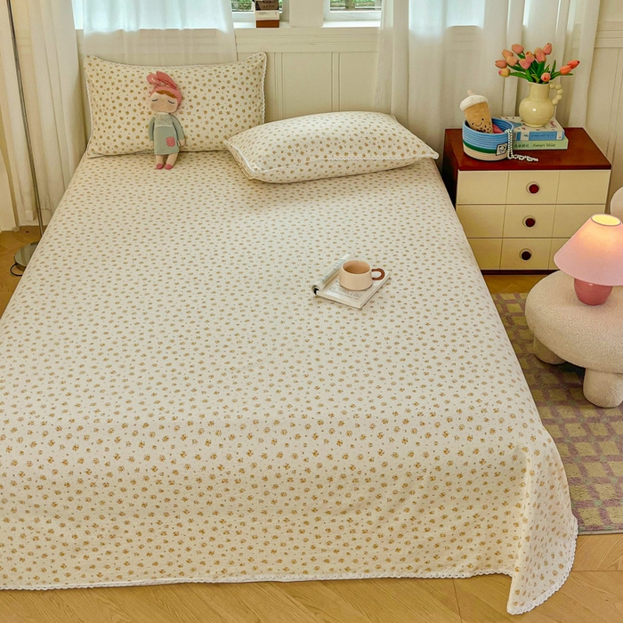 91家纺网 家纺一手货源 找家纺 小叮当家纺仓储工厂店 2025新款云感提花双层纱花边单床单单件床单单品床单 相思落