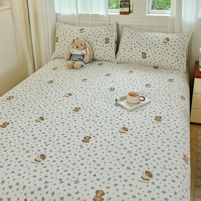 91家纺网 家纺一手货源 找家纺 小叮当家纺仓储工厂店 2025新款云感提花双层纱花边单床单单件床单单品床单 俏皮狗