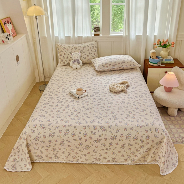 91家纺网 家纺一手货源 找家纺 小叮当家纺仓储工厂店 2025新款云感提花双层纱花边单床单单件床单单品床单 梦境