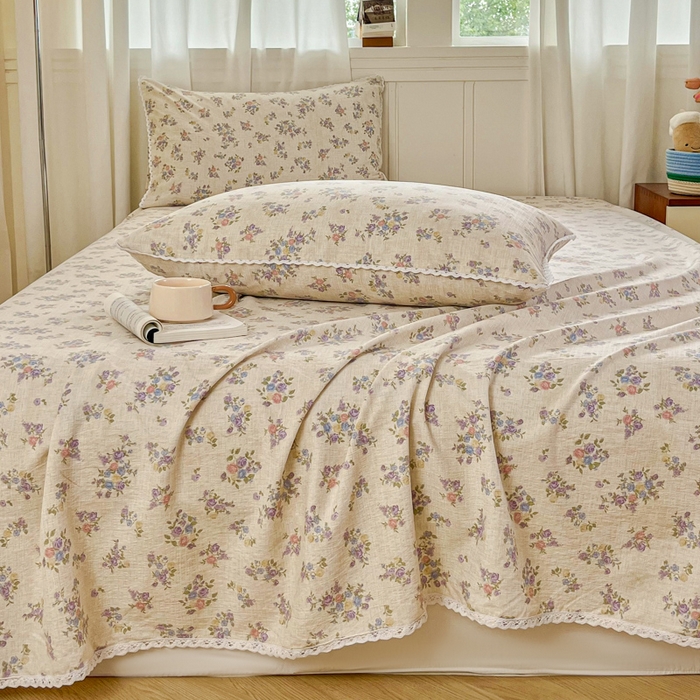 91家纺网 家纺一手货源 找家纺 小叮当家纺仓储工厂店 2025新款云感提花双层纱花边单床单单件床单单品床单 梦境