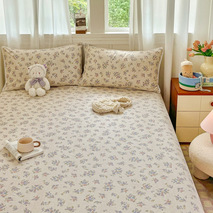 91家纺网 家纺一手货源 找家纺 小叮当家纺仓储工厂店 2025新款云感提花双层纱花边单床单单件床单单品床单 梦境