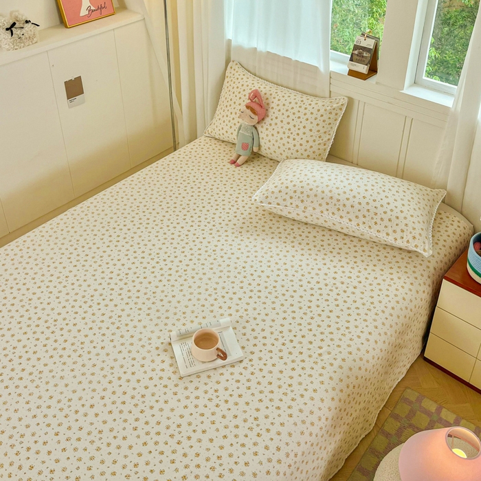 91家纺网 家纺一手货源 找家纺 小叮当家纺仓储工厂店 2025新款云感提花双层纱花边单床单单件床单单品床单 相思落