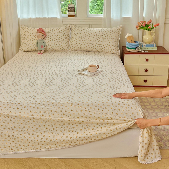 91家纺网 家纺一手货源 找家纺 小叮当家纺仓储工厂店 2025新款云感提花双层纱花边单床单单件床单单品床单 相思落