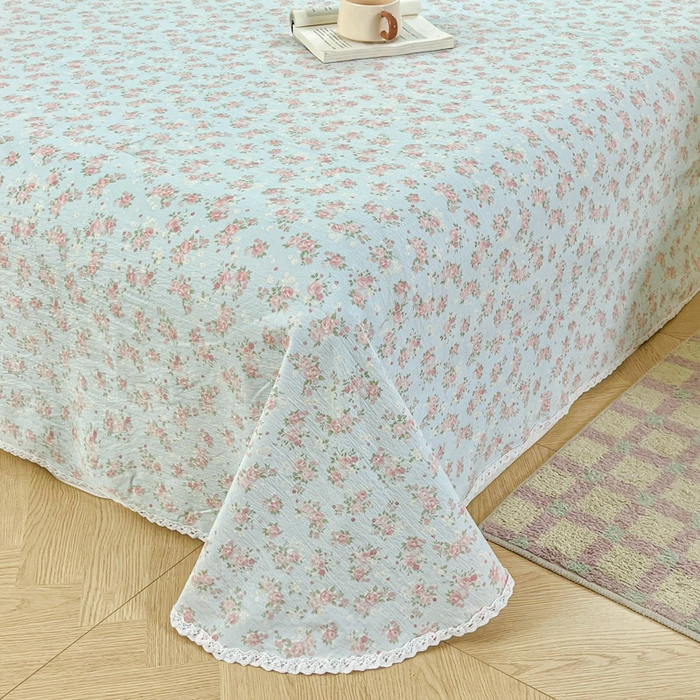 91家纺网 家纺一手货源 找家纺 小叮当家纺仓储工厂店 2025新款云感提花双层纱花边单床单单件床单单品床单 繁花