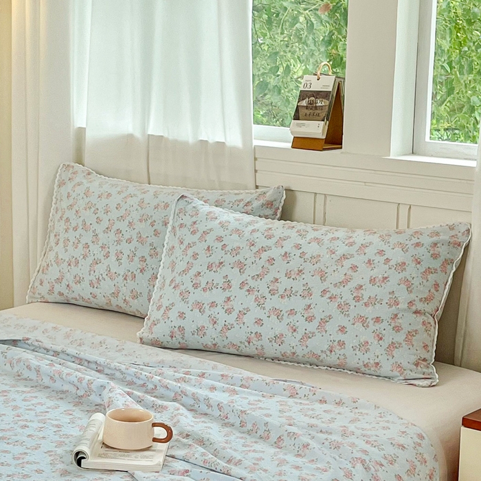 91家纺网 家纺一手货源 找家纺 小叮当家纺仓储工厂店 2025新款云感提花双层纱花边单床单单件床单单品床单 繁花