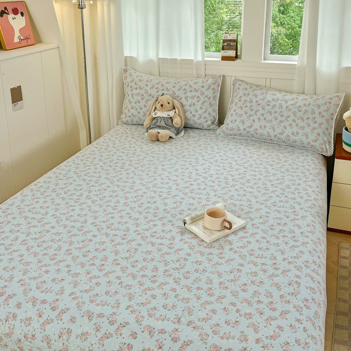 91家纺网 家纺一手货源 找家纺 小叮当家纺仓储工厂店 2025新款云感提花双层纱花边单床单单件床单单品床单 繁花