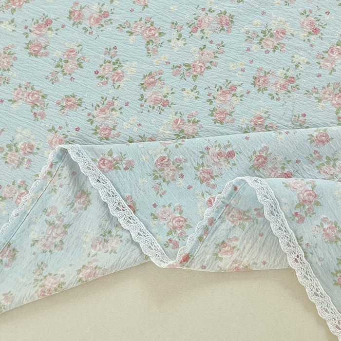 91家纺网 家纺一手货源 找家纺 小叮当家纺仓储工厂店 2025新款云感提花双层纱花边单床单单件床单单品床单 繁花