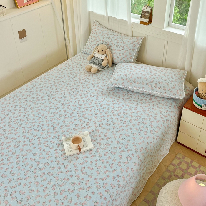 91家纺网 家纺一手货源 找家纺 小叮当家纺仓储工厂店 2025新款云感提花双层纱花边单床单单件床单单品床单 繁花