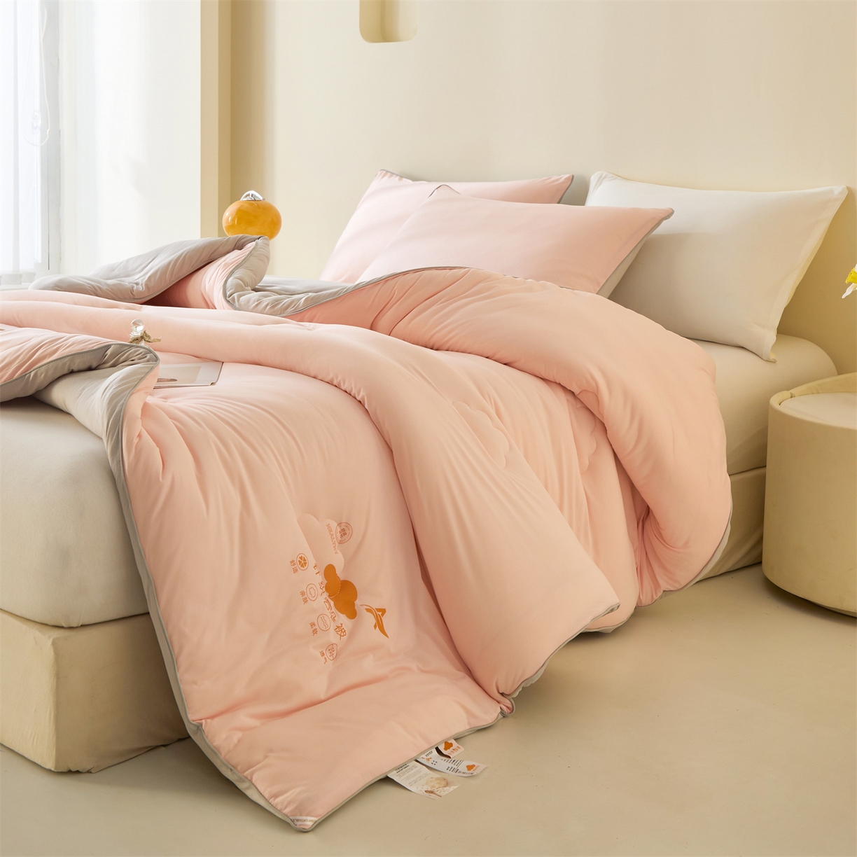 91家纺网 家纺一手货源 找家纺 小叮当家纺仓储工厂店 2025新款A类针织棉大豆被系列被子被芯春秋被冬被 云朵棉-豆沙粉