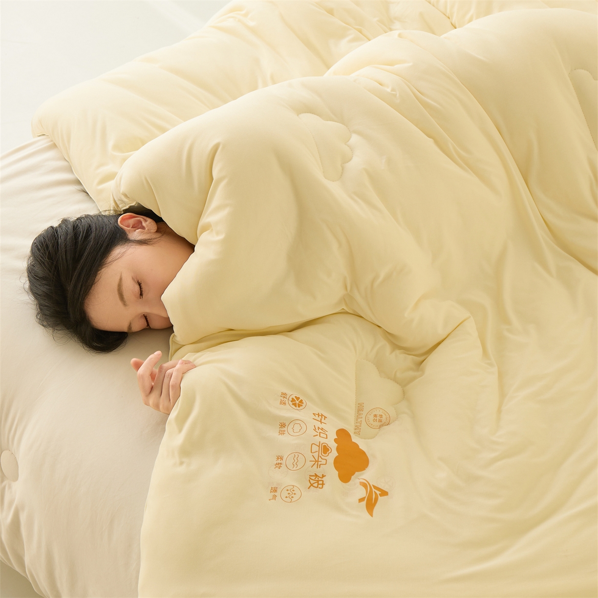 91家纺网 家纺一手货源 找家纺 小叮当家纺仓储工厂店 2025新款A类针织棉大豆被系列被子被芯春秋被冬被 云朵棉-抹茶绿