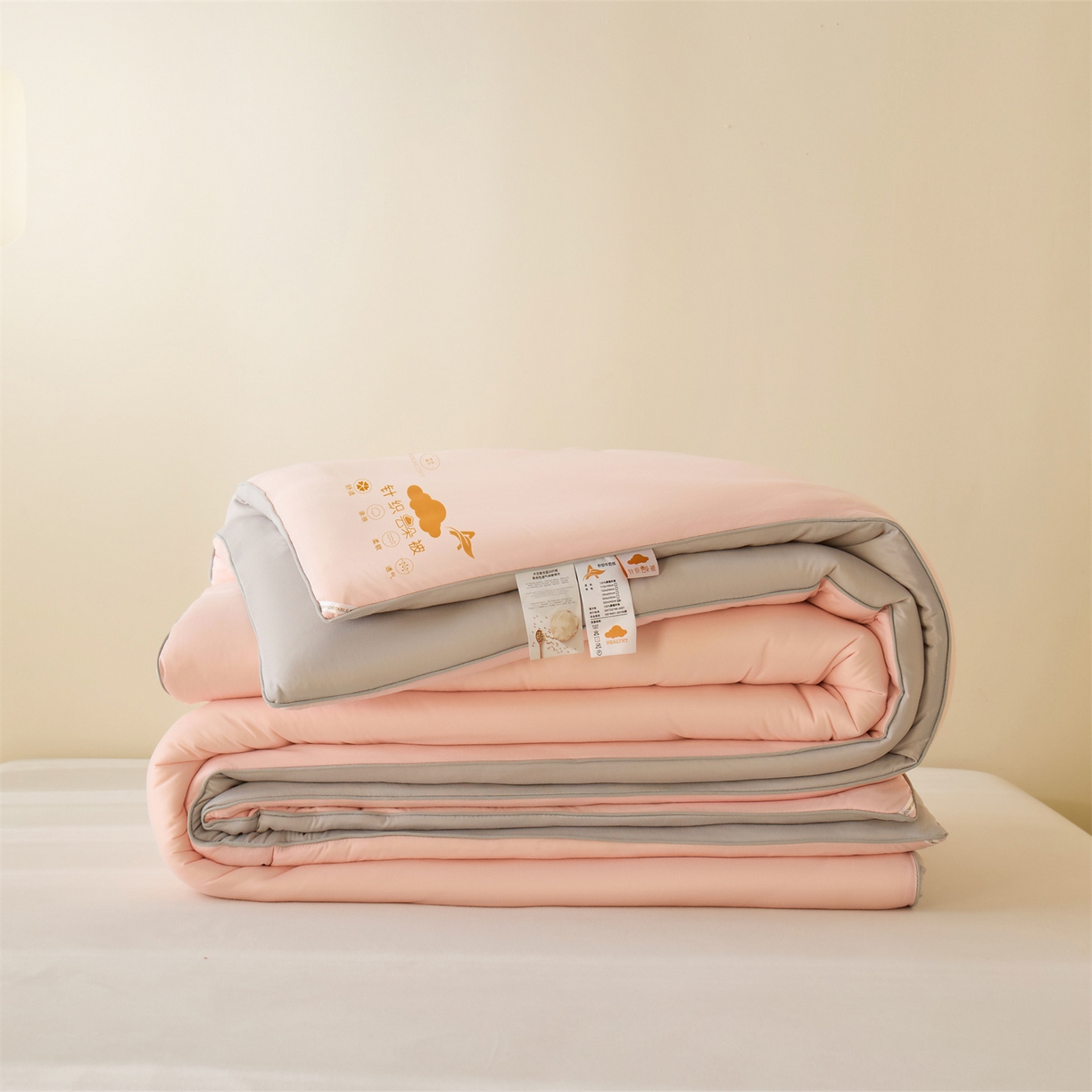 91家纺网 家纺一手货源 找家纺 小叮当家纺仓储工厂店 2025新款A类针织棉大豆被系列被子被芯春秋被冬被 云朵棉-豆沙粉