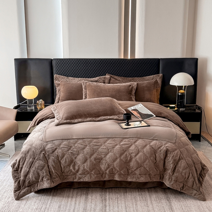 保罗圣迪奥 2025新款250克全消光抗绣工艺四件套-沐凡系列二 深咖