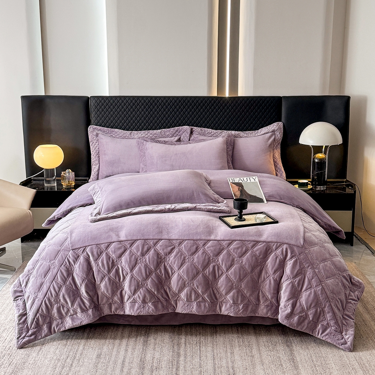 保罗圣迪奥 2025新款250克全消光抗绣工艺四件套-沐凡系列二 紫色