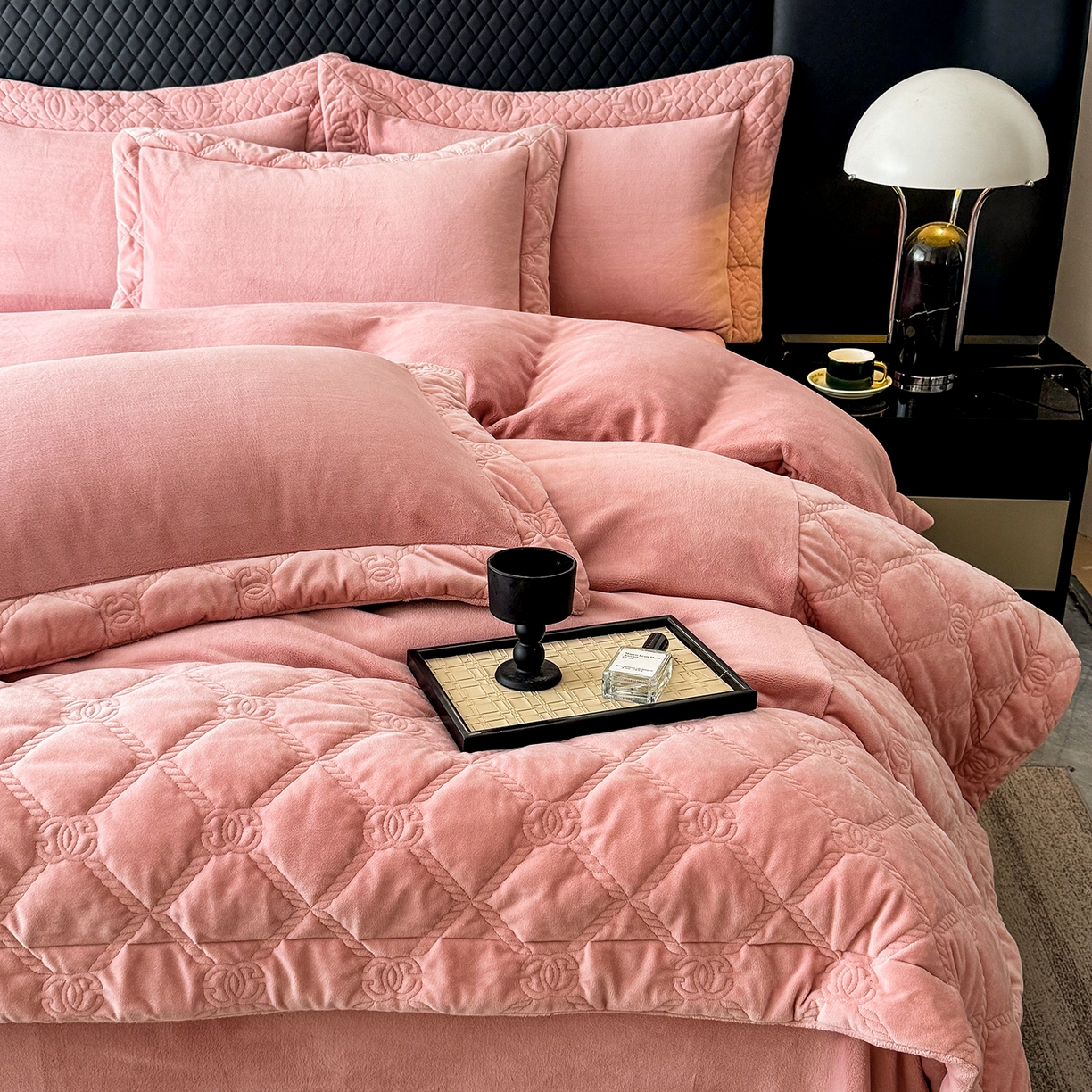 91家纺网 家纺一手货源 找家纺 保罗圣迪奥 2025新款250克全消光抗绣工艺四件套-沐凡系列二 豆沙