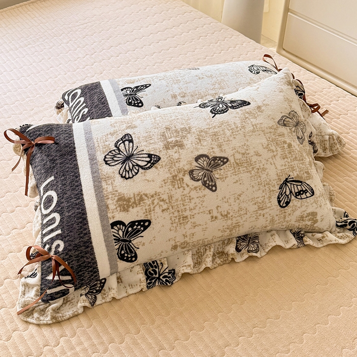 91家纺网 家纺一手货源 找家纺 韩约家纺 2025新款韩式蝴蝶结牛奶绒床盖款四件套 锦蝶