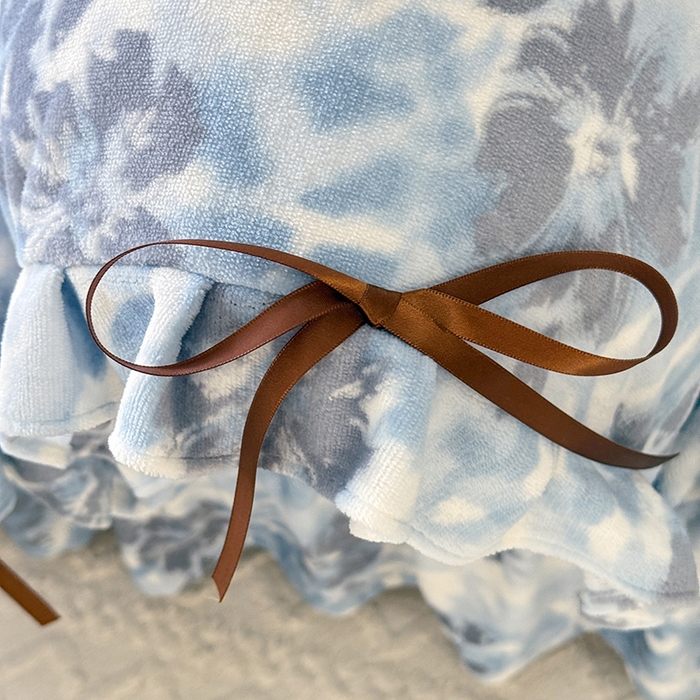 91家纺网 家纺一手货源 找家纺 韩约家纺 2025新款韩式蝴蝶结牛奶绒床盖款四件套 浪漫花海