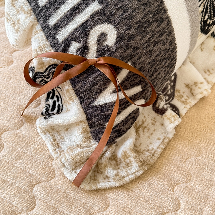 91家纺网 家纺一手货源 找家纺 韩约家纺 2025新款韩式蝴蝶结牛奶绒床盖款四件套 锦蝶