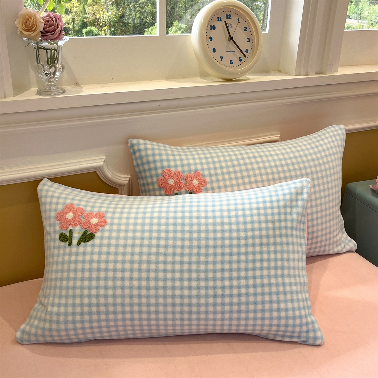 91家纺网 家纺一手货源 找家纺 星座家纺 2025新款A类卡通200g牛奶绒毛巾绣四件套 小兔花漾