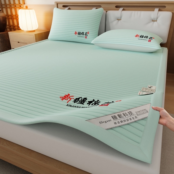 91家纺网 家纺一手货源 找家纺 缔莱（十三铭）被业 2025新款A类新疆水洗棉花床垫床护垫 新疆棉花软垫-绿色