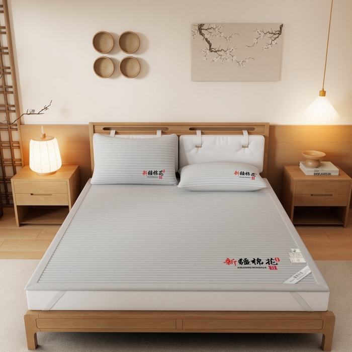 91家纺网 家纺一手货源 找家纺 缔莱（十三铭）被业 2025新款A类新疆水洗棉花床垫床护垫 新疆棉花软垫-灰色