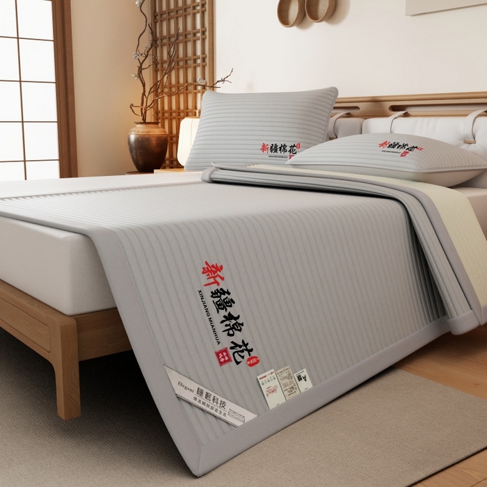 91家纺网 家纺一手货源 找家纺 缔莱（十三铭）被业 2025新款A类新疆水洗棉花床垫床护垫 新疆棉花软垫-灰色