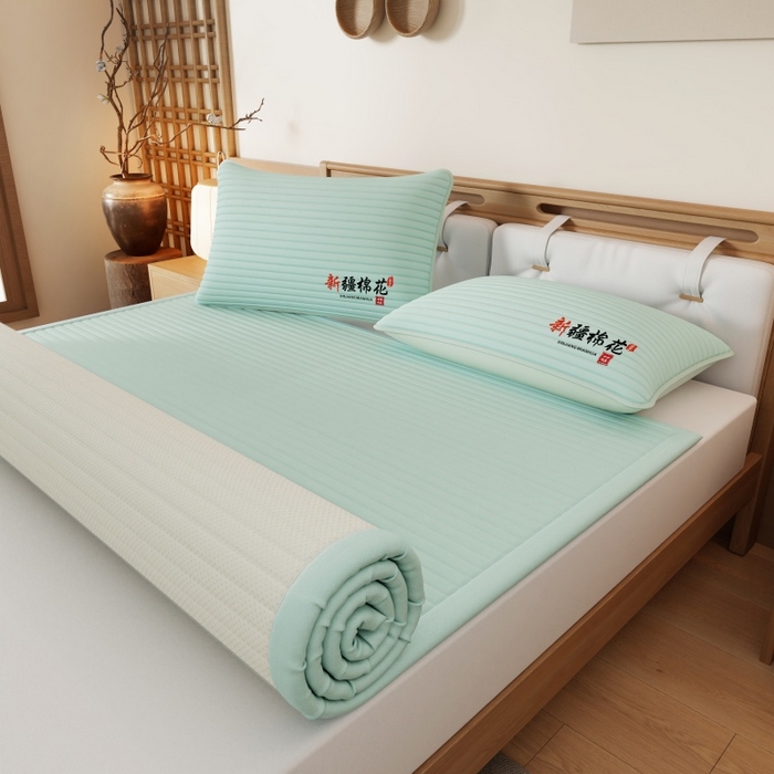 91家纺网 家纺一手货源 找家纺 缔莱（十三铭）被业 2025新款A类新疆水洗棉花床垫床护垫 新疆棉花软垫-绿色