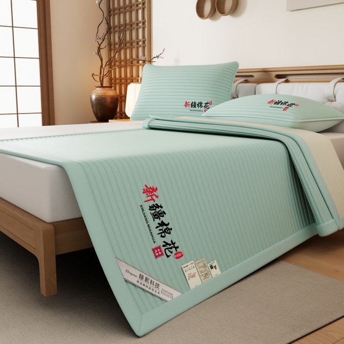 91家纺网 家纺一手货源 找家纺 缔莱（十三铭）被业 2025新款A类新疆水洗棉花床垫床护垫 新疆棉花软垫-绿色