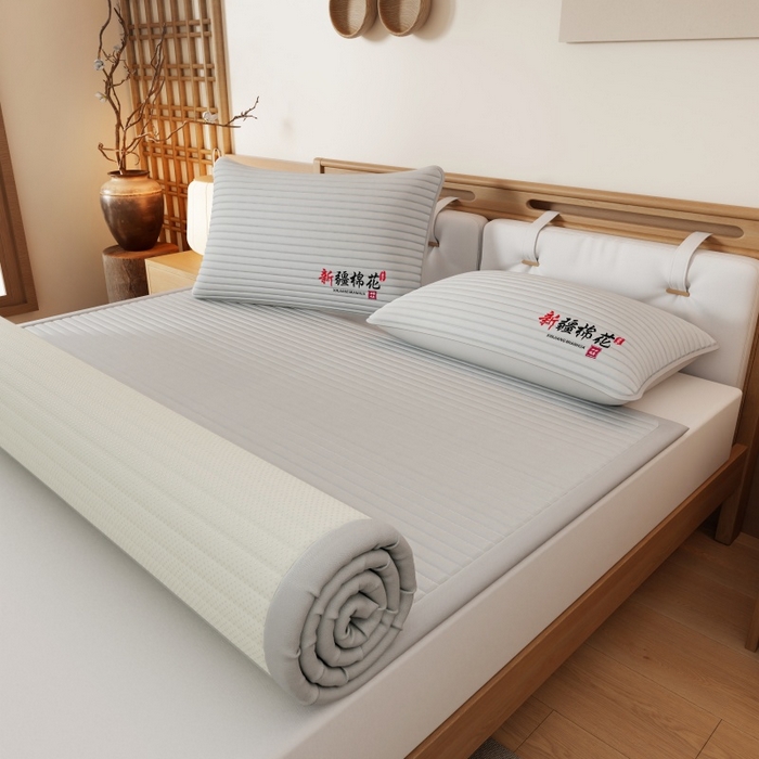 91家纺网 家纺一手货源 找家纺 缔莱（十三铭）被业 2025新款A类新疆水洗棉花床垫床护垫 新疆棉花软垫-灰色