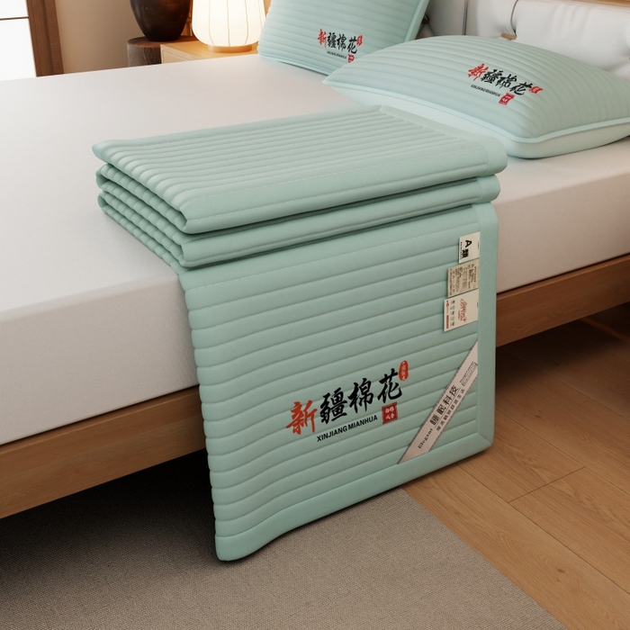 91家纺网 家纺一手货源 找家纺 缔莱（十三铭）被业 2025新款A类新疆水洗棉花床垫床护垫 新疆棉花软垫-绿色