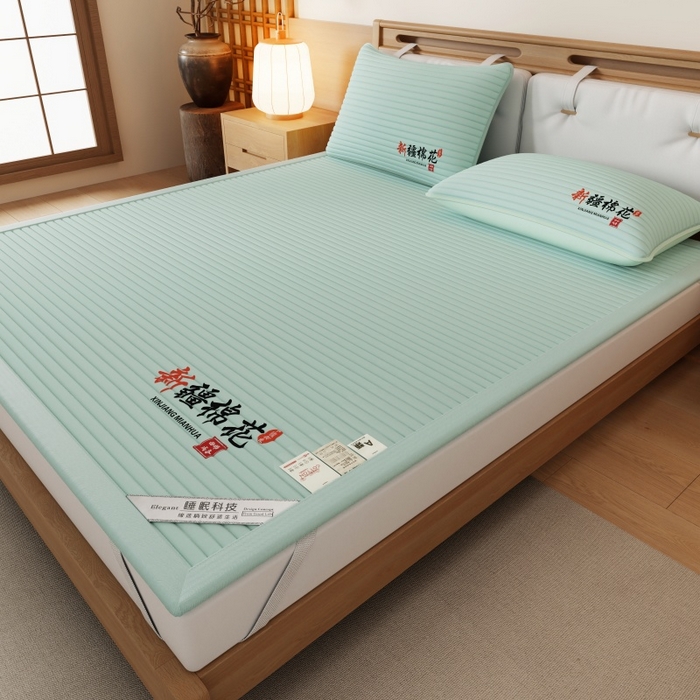 91家纺网 家纺一手货源 找家纺 缔莱（十三铭）被业 2025新款A类新疆水洗棉花床垫床护垫 新疆棉花软垫-绿色