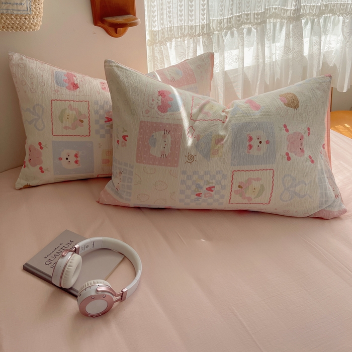 91家纺网 家纺一手货源 找家纺 澜妃 2025新款云感提花双层纱四件套 奶油块块