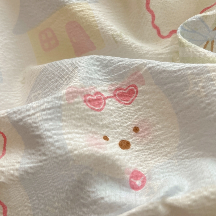 91家纺网 家纺一手货源 找家纺 澜妃 2025新款云感提花双层纱四件套 奶油块块